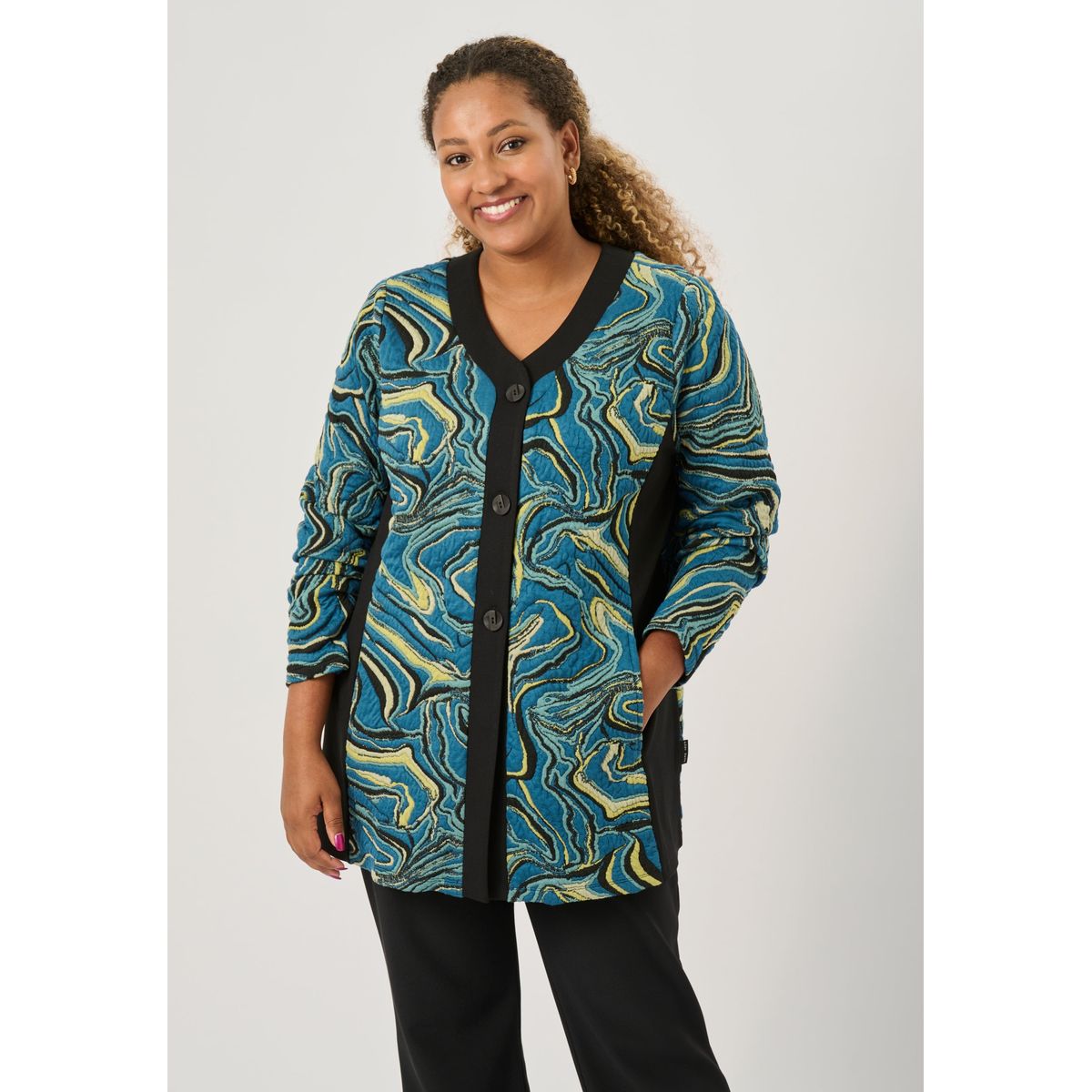 Pont Neuf - Cardigan - Pnanelise - Petrol Blue - Xl/48-50