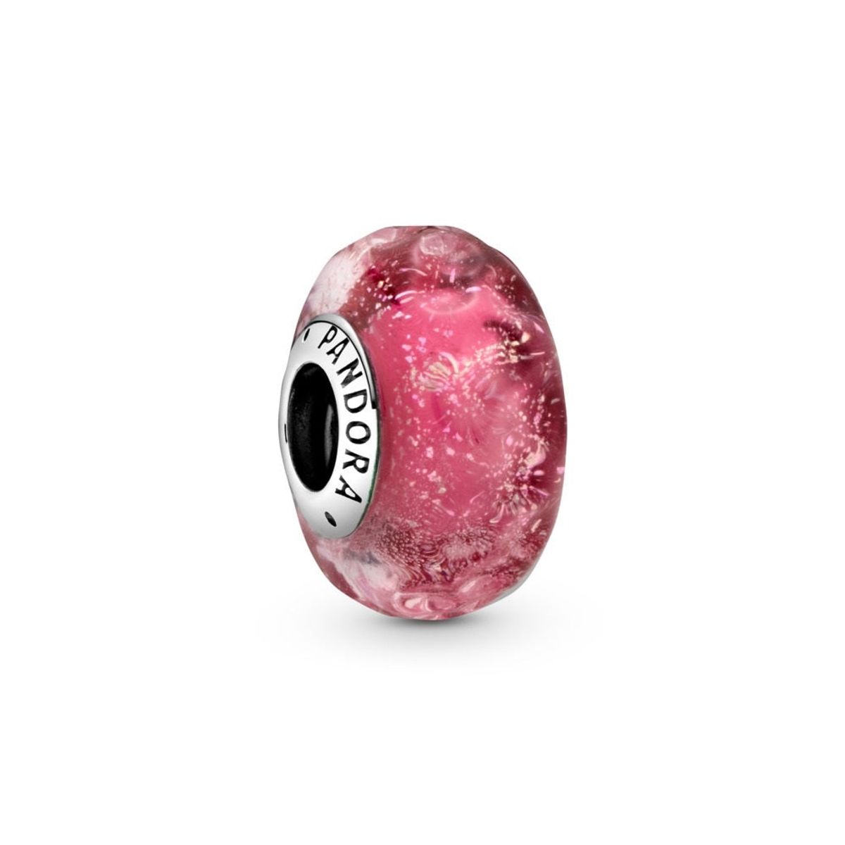 Pandora - Bølget lyserød murano glas charm - 798872c00