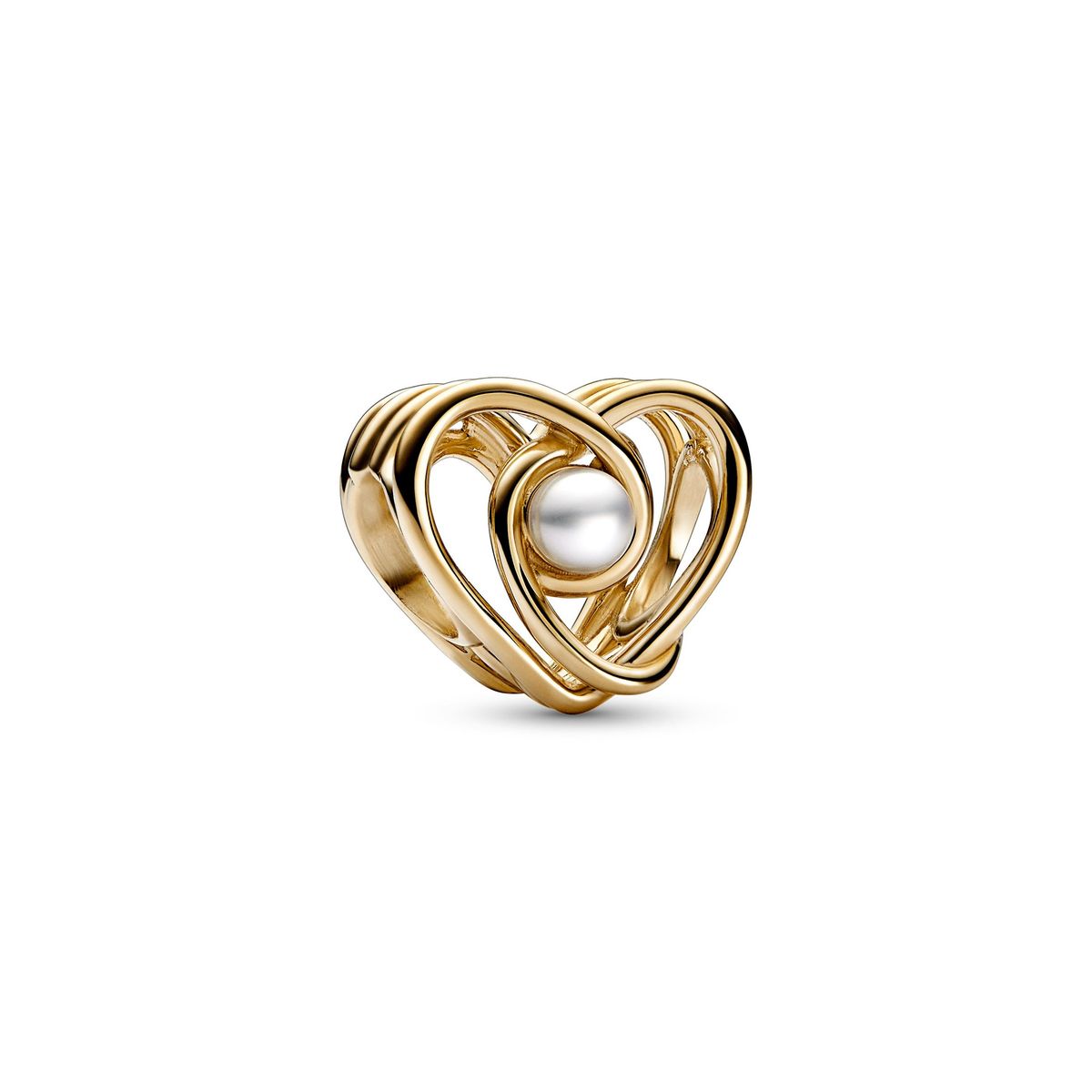 Pandora - 14 karat guld hjerte charm med ferskvandsperle - 752636c01