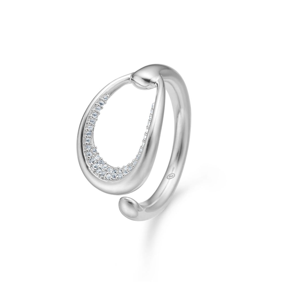 Mads Z - Ellipse sølv ring med hvide topasser - 2146070