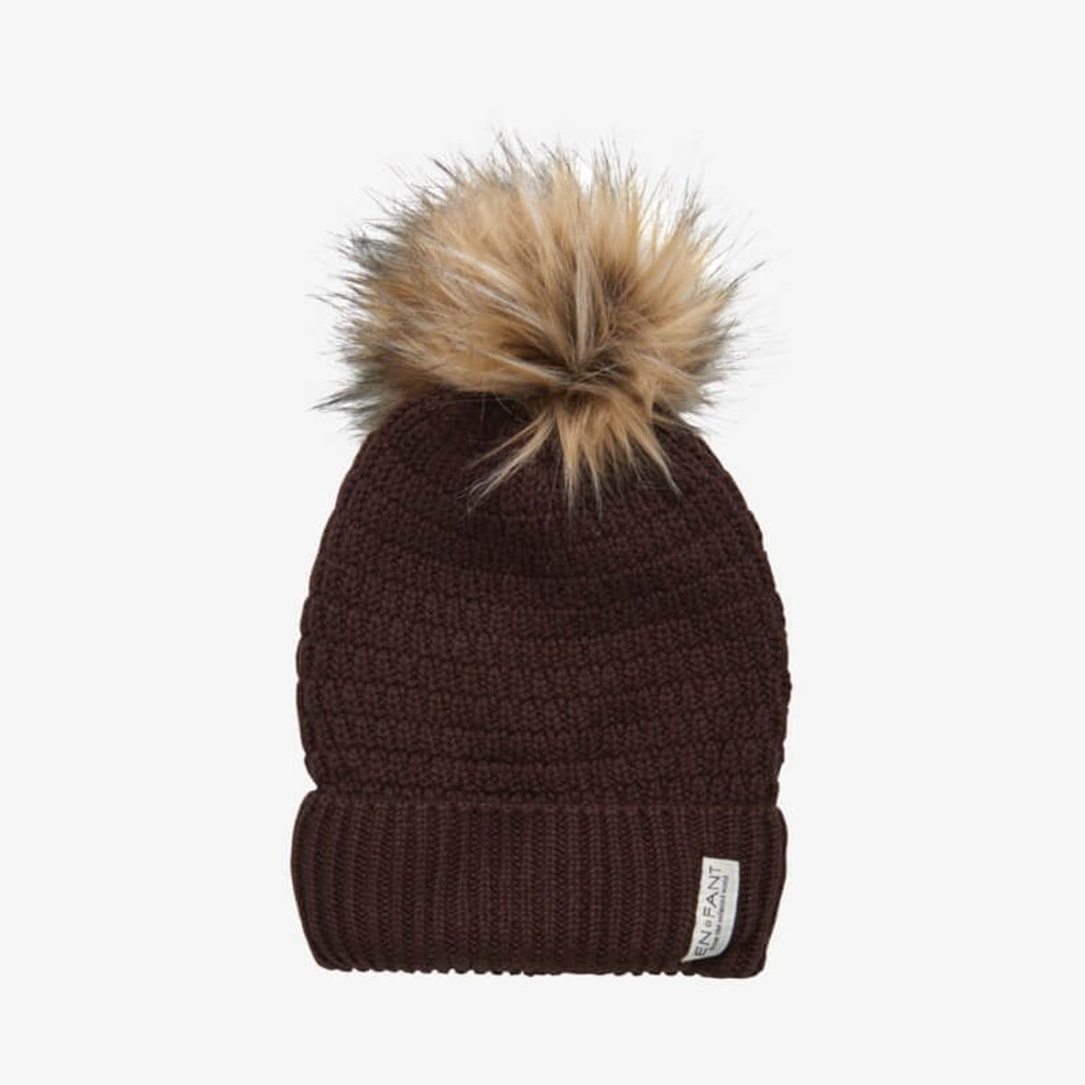 En Fant - Beenie w. fake fur full fleece lining - Coffee Bean - 48