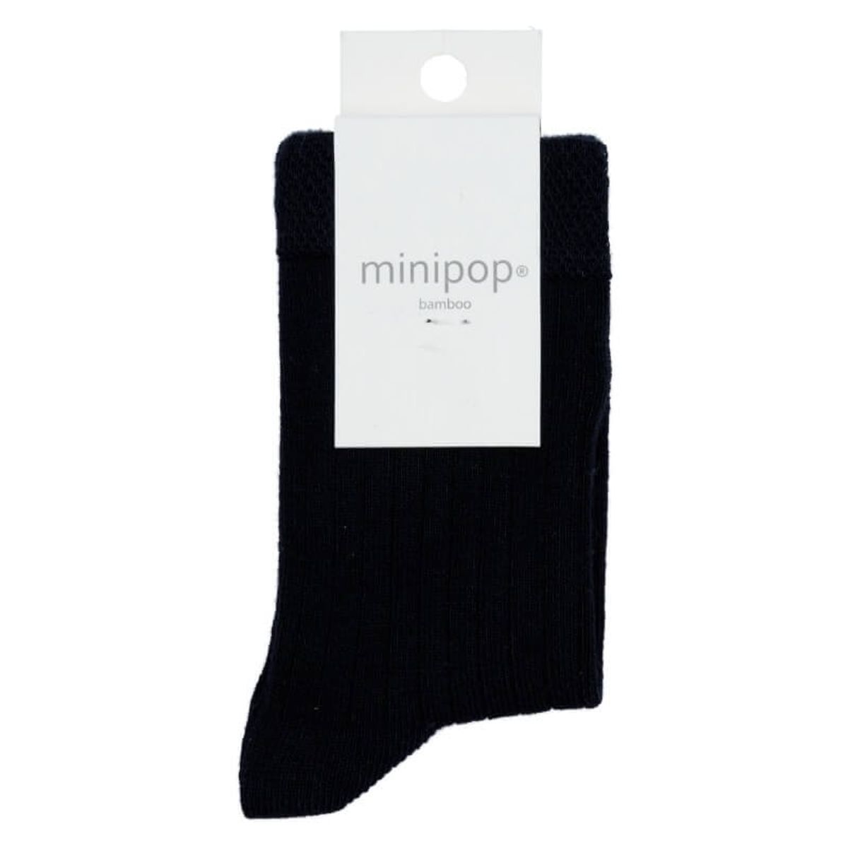 MiniPop - Bamboo Ankle Socks - Black - 19-22 (1-3 år)