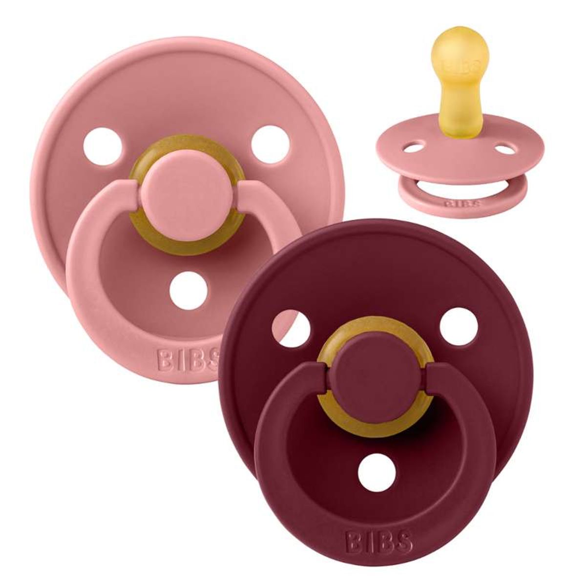 BIBS Rund Colour Sut - 2-Pak - Str. 2 - Naturgummi - Dusty Pink/Elderberry