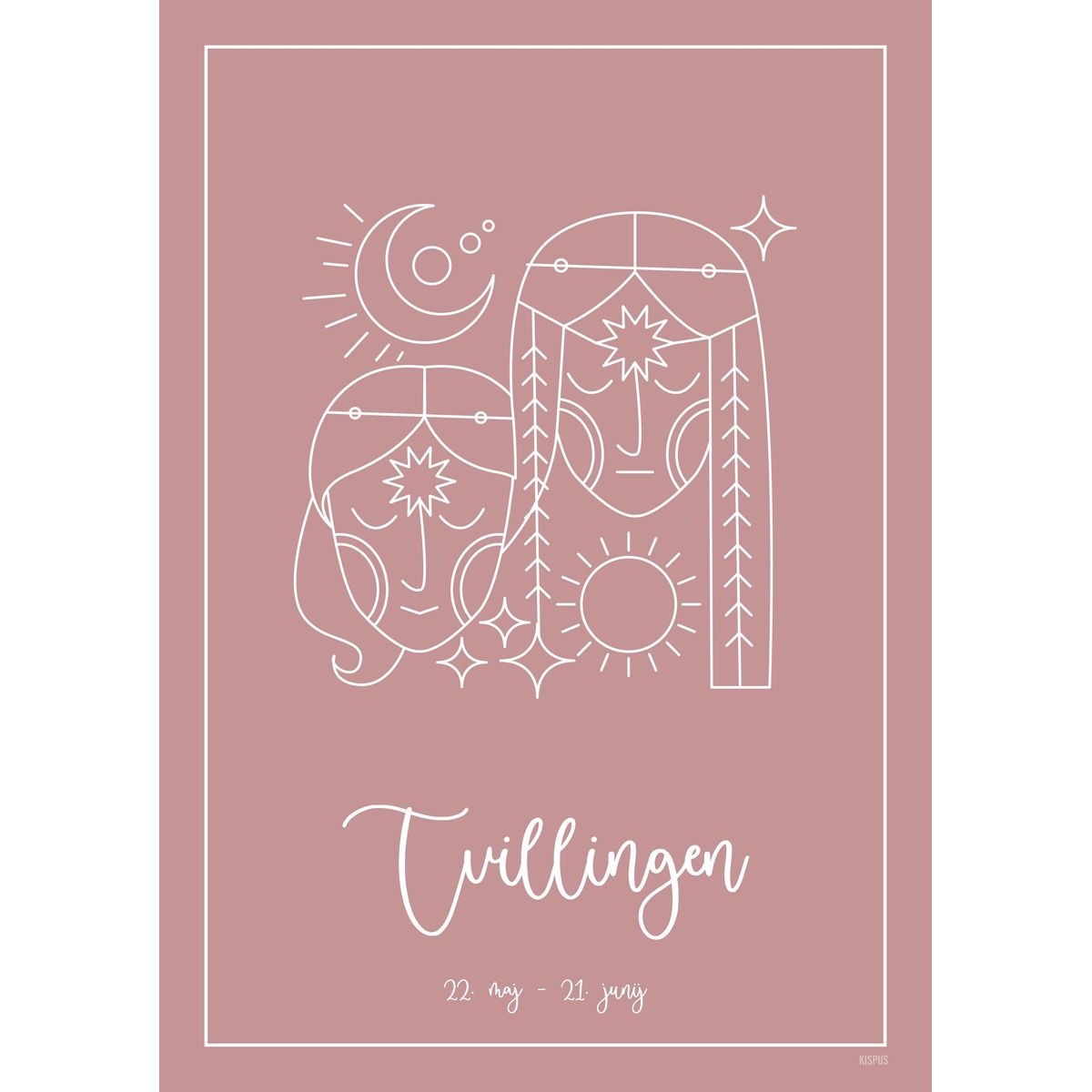 STJERNETEGN TVILLINGEN PLAKAT (21.05 - 21.06) - 30x40 / Blush