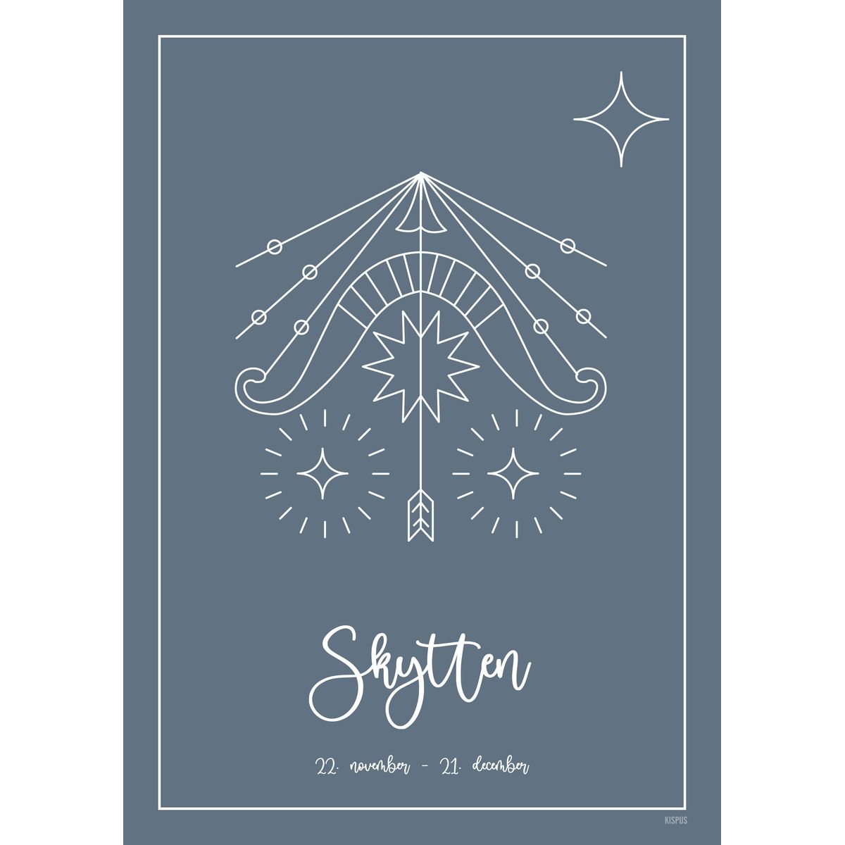 STJERNETEGN SKYTTEN PLAKAT (23.11 - 21.12) - 30x40 / Blågrå