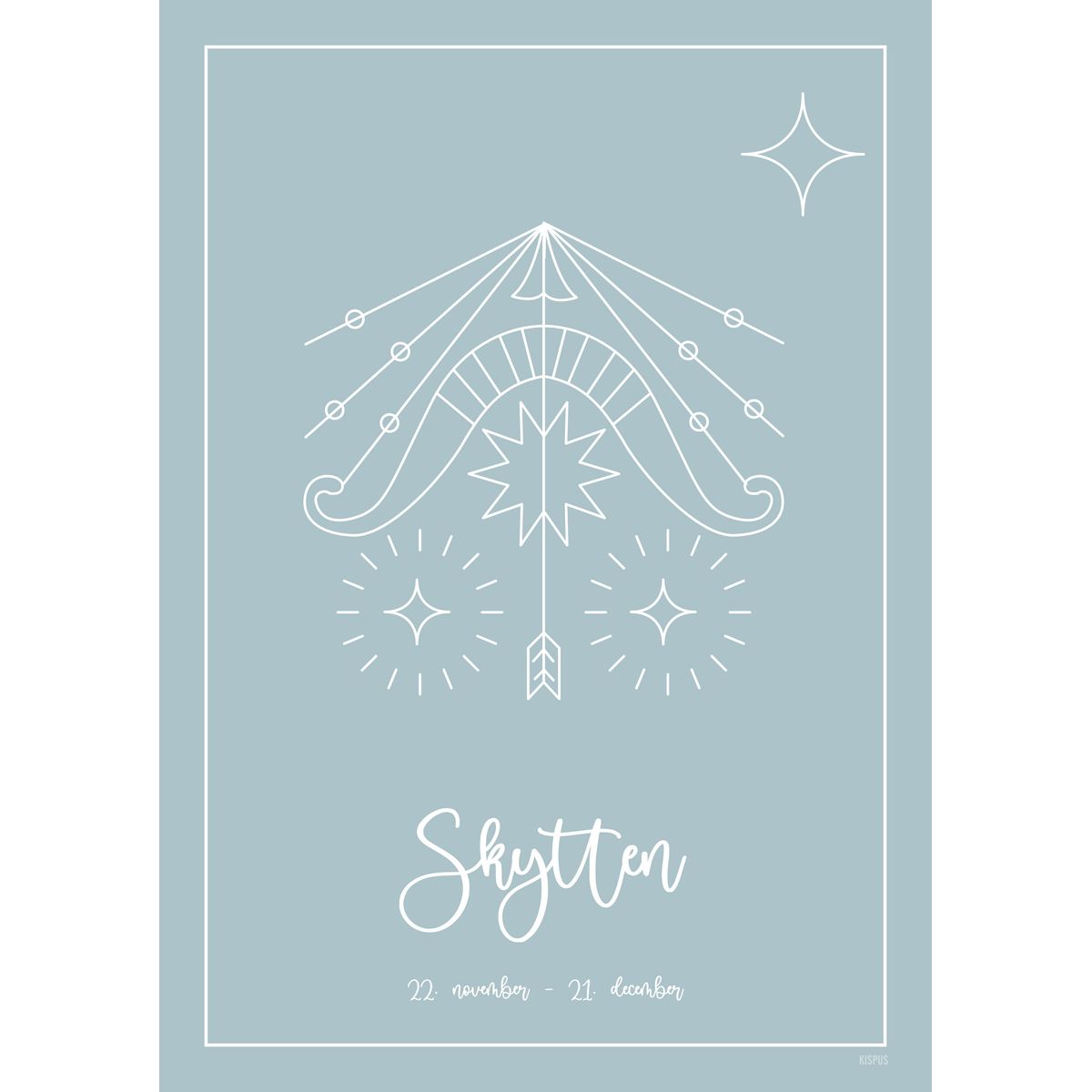 STJERNETEGN SKYTTEN PLAKAT (23.11 - 21.12) - 50x70 / Lyseblå