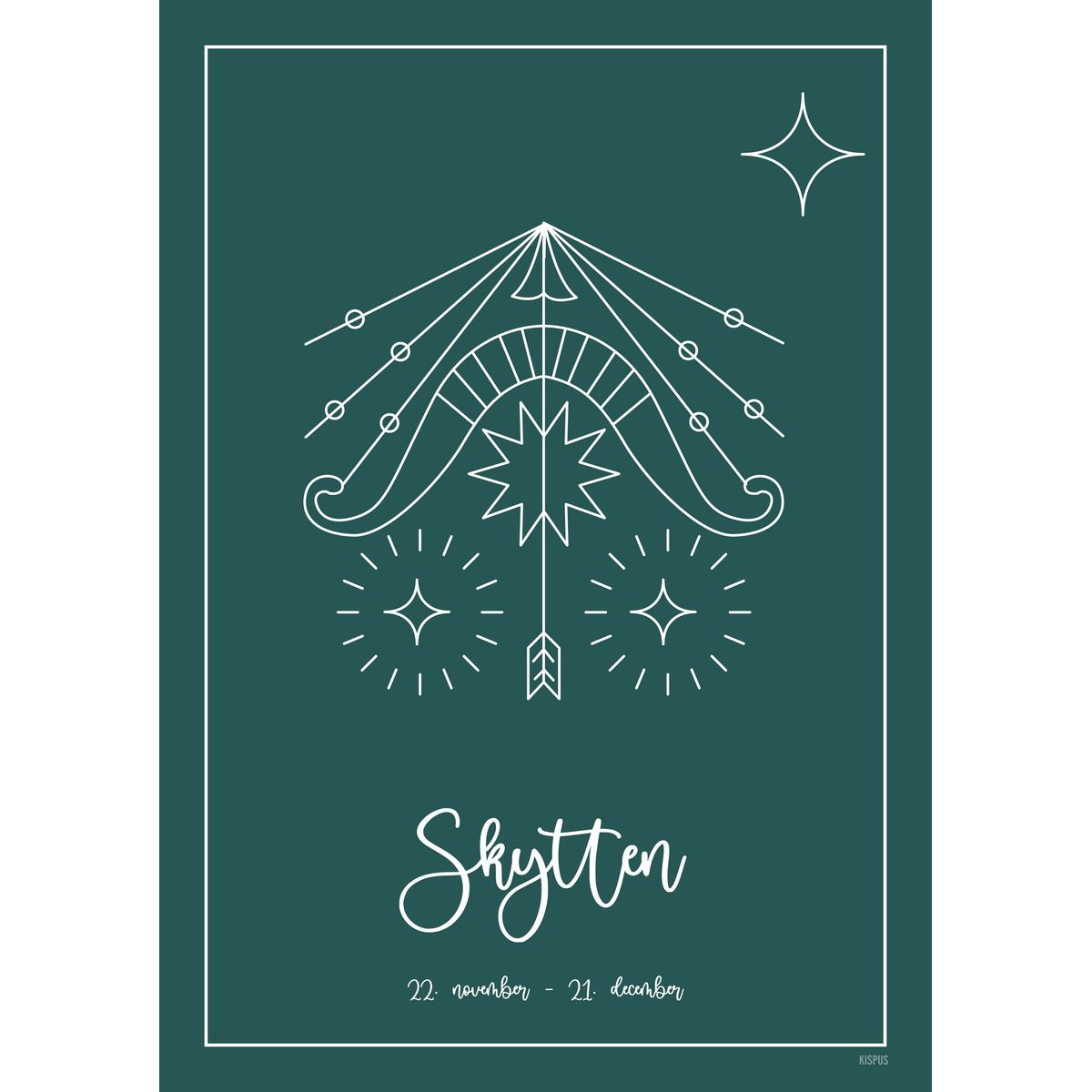 STJERNETEGN SKYTTEN PLAKAT (23.11 - 21.12) - 50x70 / Mørkegrøn