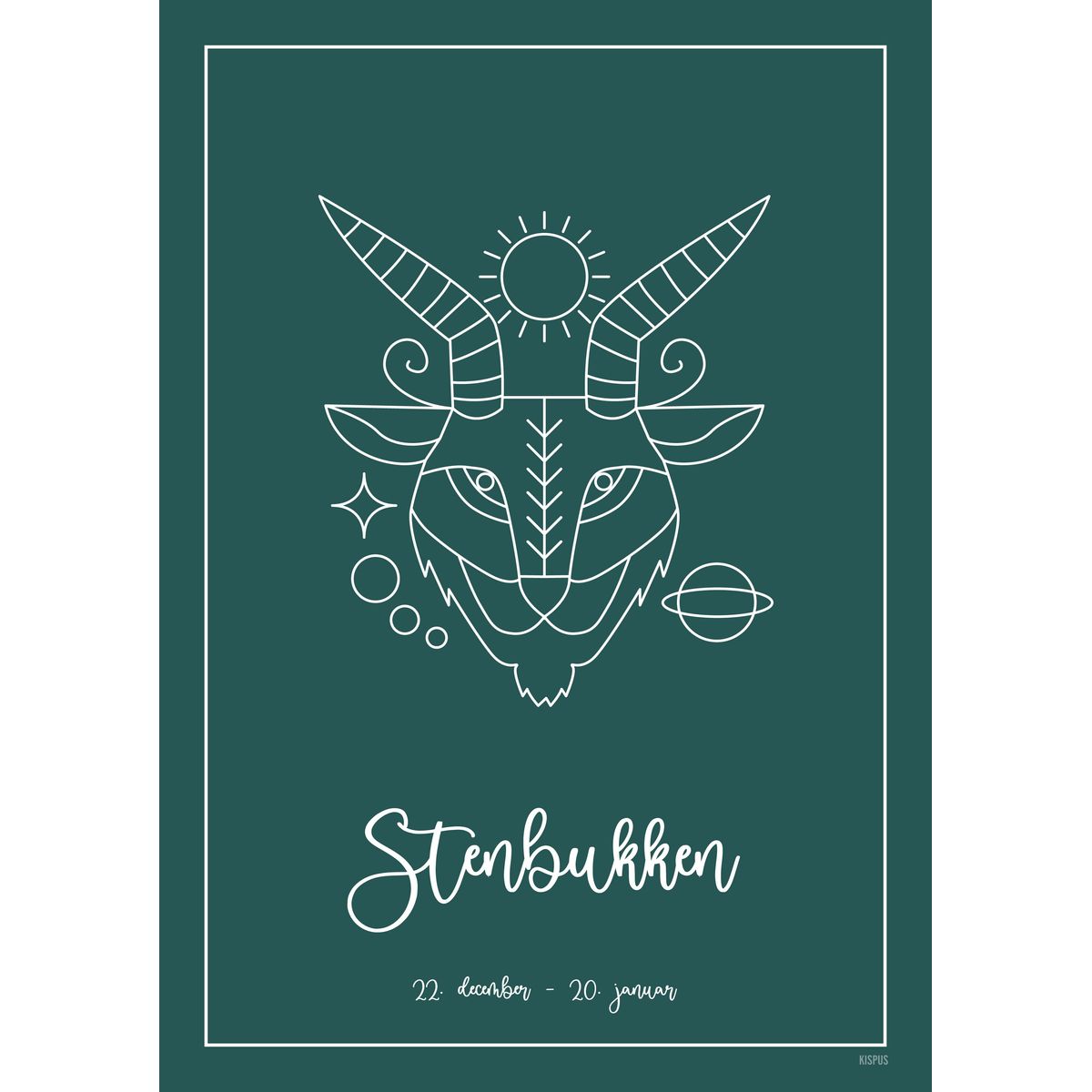 STJERNETEGN STENBUKKEN PLAKAT (21.12 - 19.01) - 50x70 / Mørkegrøn