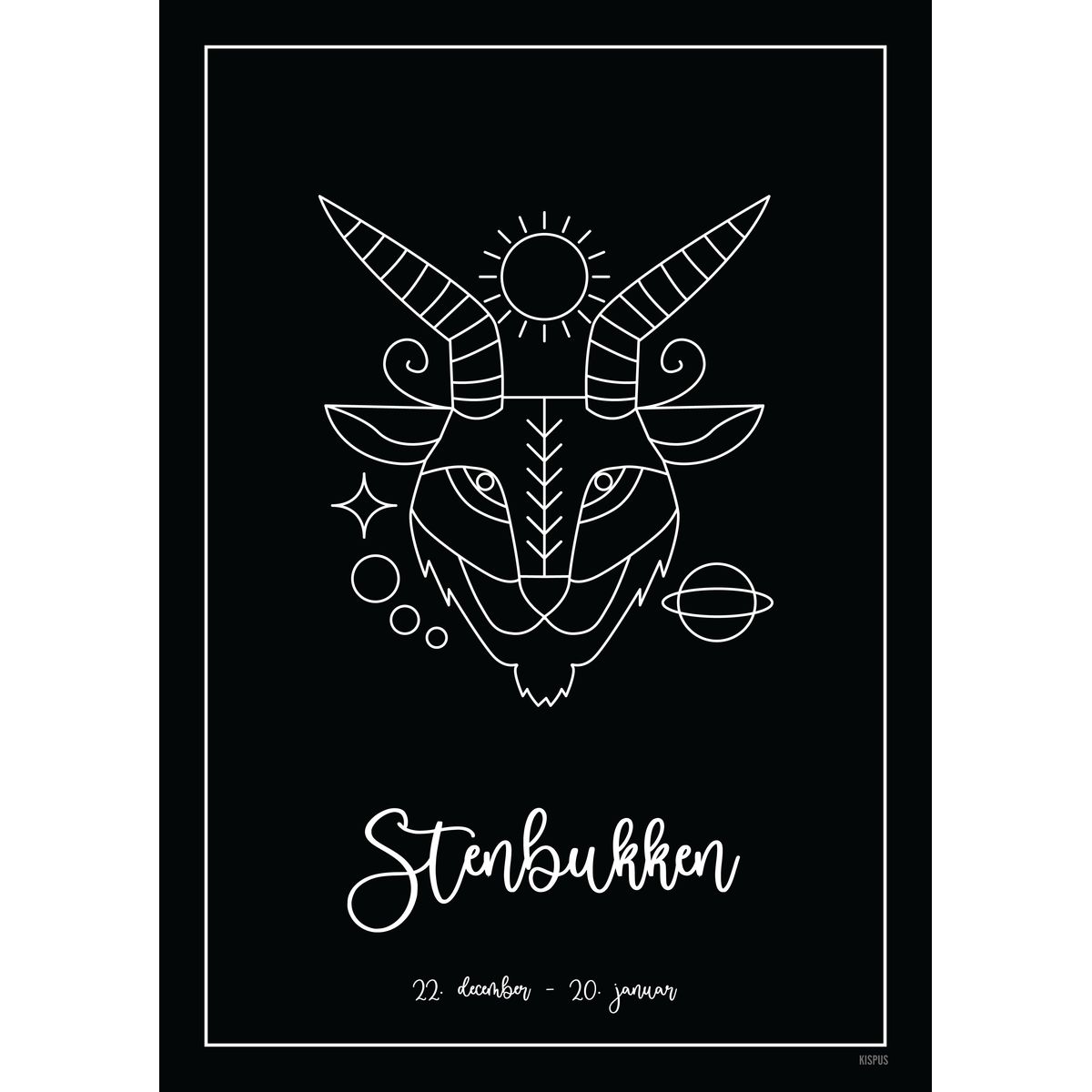 STJERNETEGN STENBUKKEN PLAKAT (21.12 - 19.01) - 30x40 / Sort