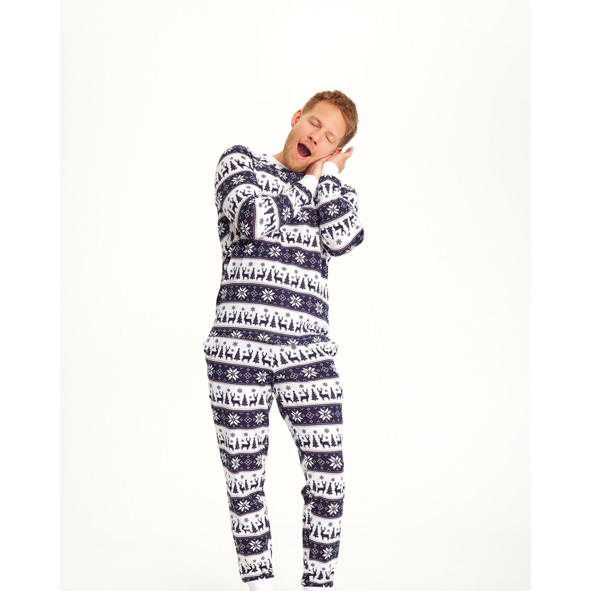 Rensdyr Julepyjamas Navy - herre / mænd.