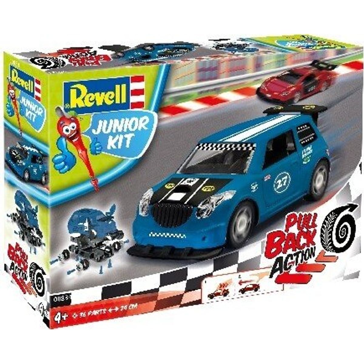 Revell Junior Kit - Racerbil Med Pull Back Funktion - 1:20 - Blå - 36 Dele