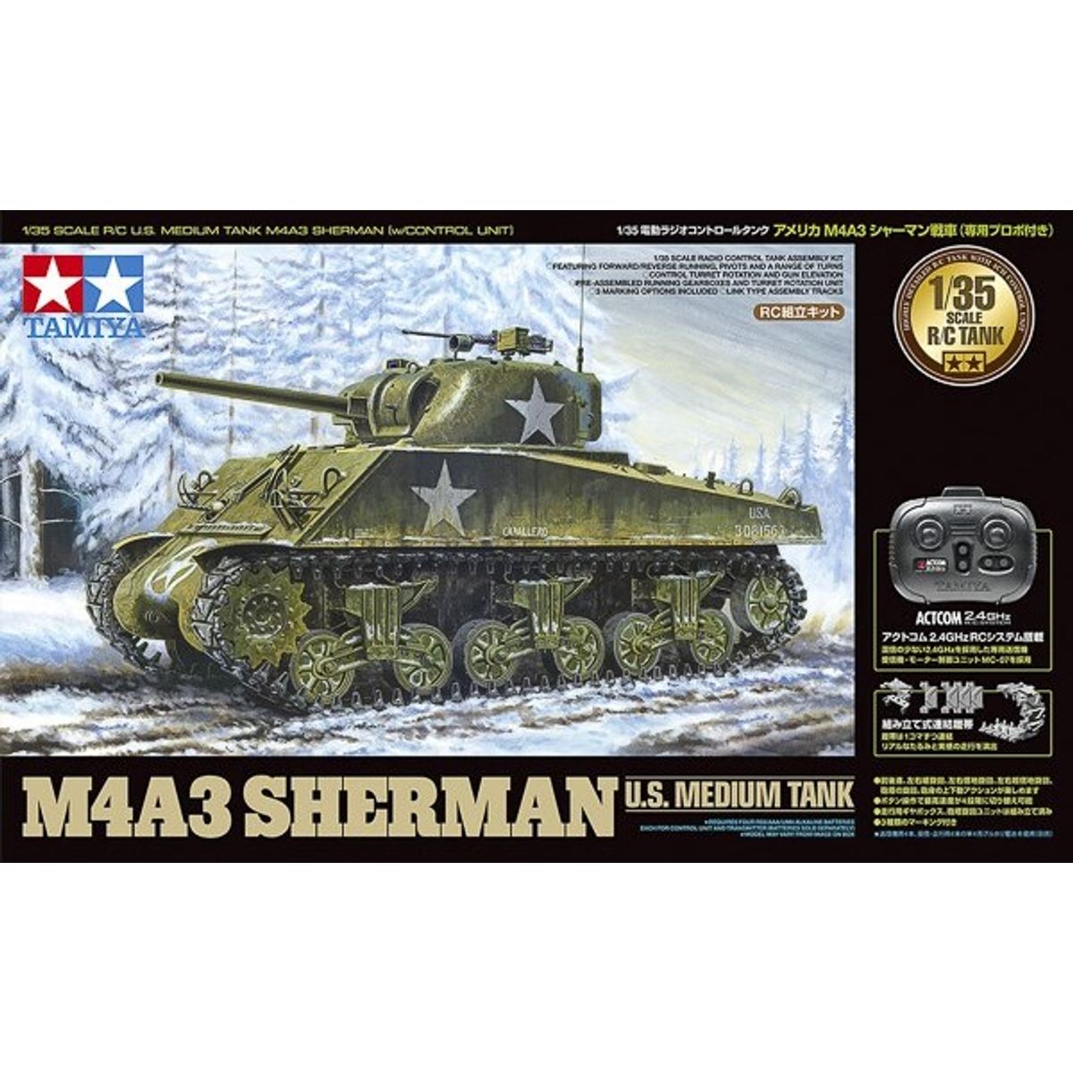 Tamiya - Rc U.s. Medium Tank M4a3 Sherman - 1/35 - 48217