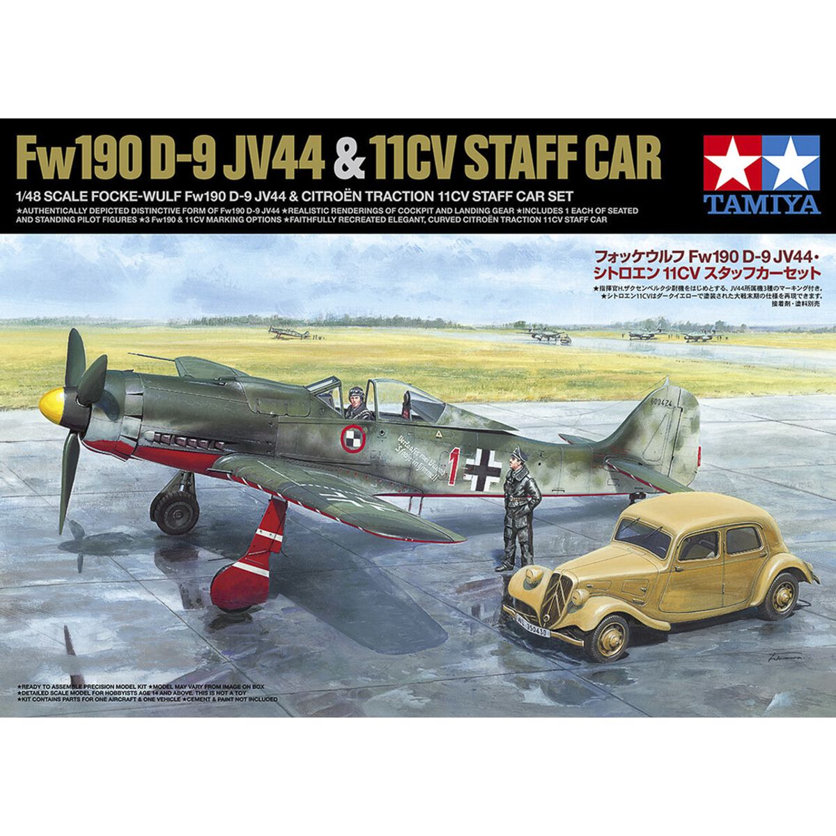 Tamiya - Fw190 D-9 Jv44 & Citroën Traction 11cv Byggesæt - 1:48 - 25213