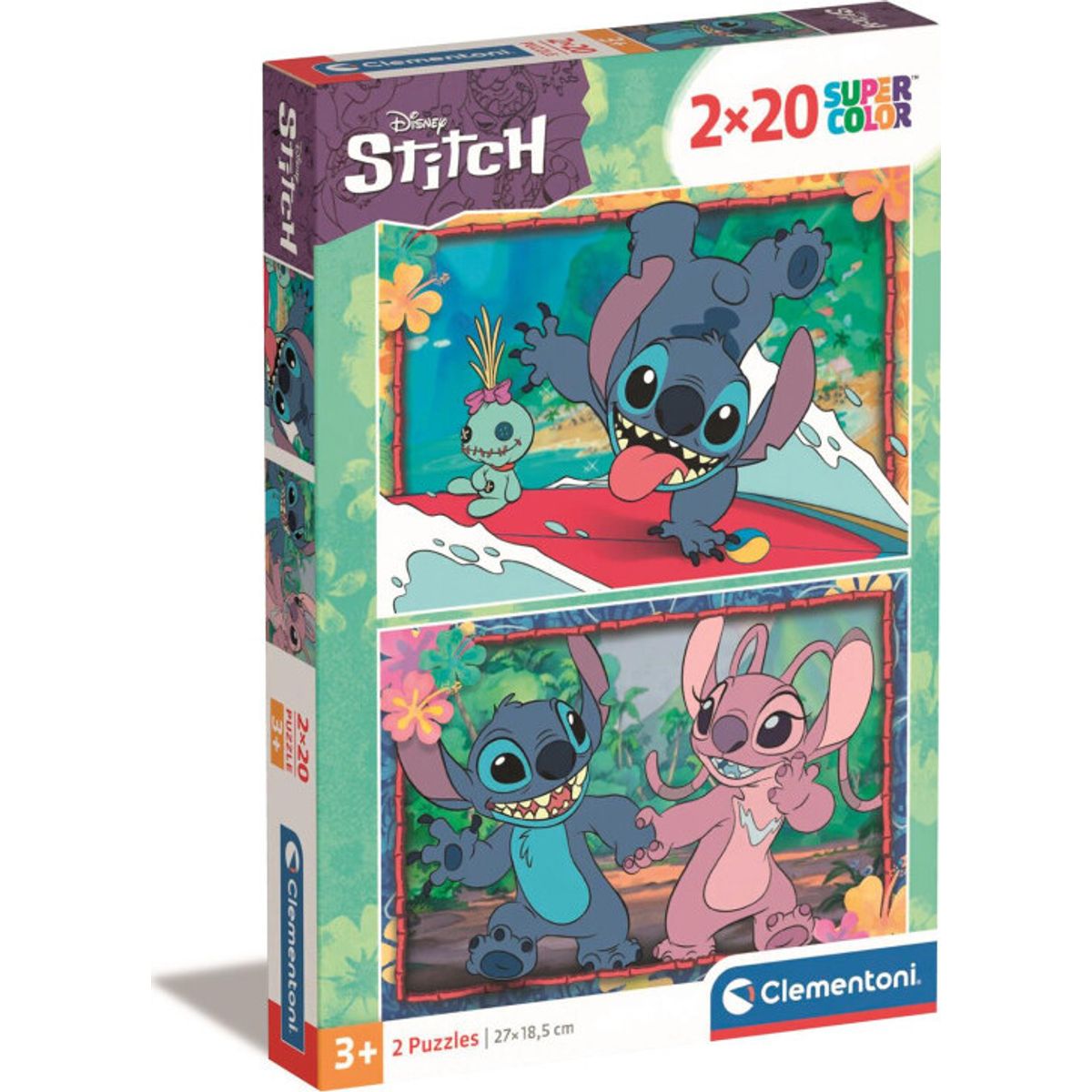 Disney Puslespil - Stitch - Super Color - 2x20 Brikker - Clementoni