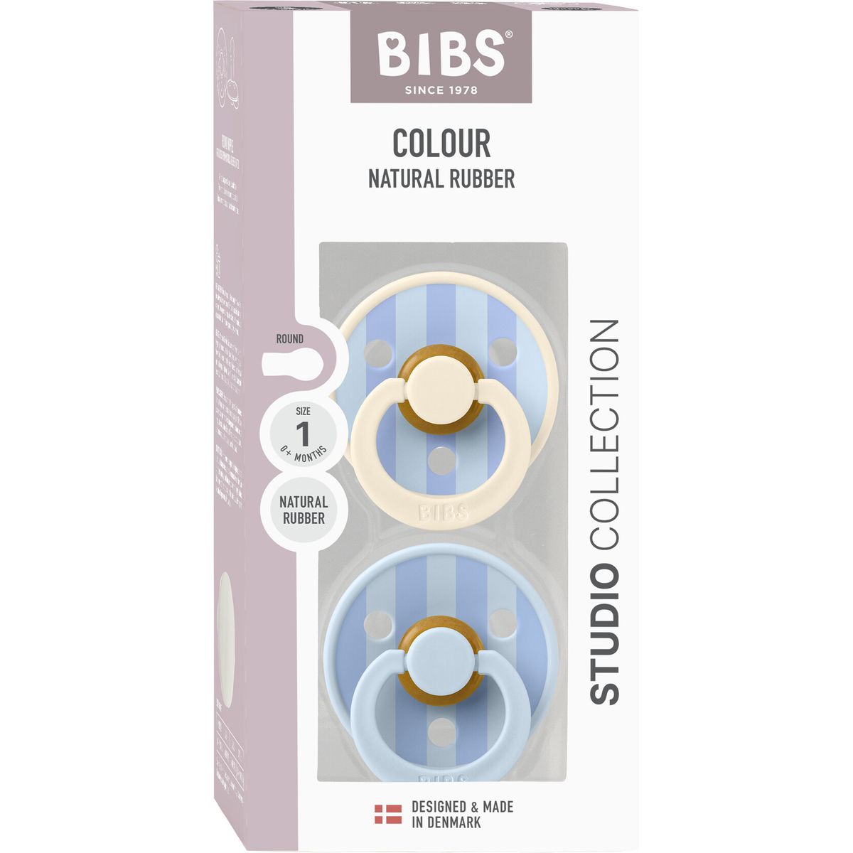 Bibs - Pacifier Studio Colour 2 Pack Block Latex - Baby Blue/dusty Blue - Size 1