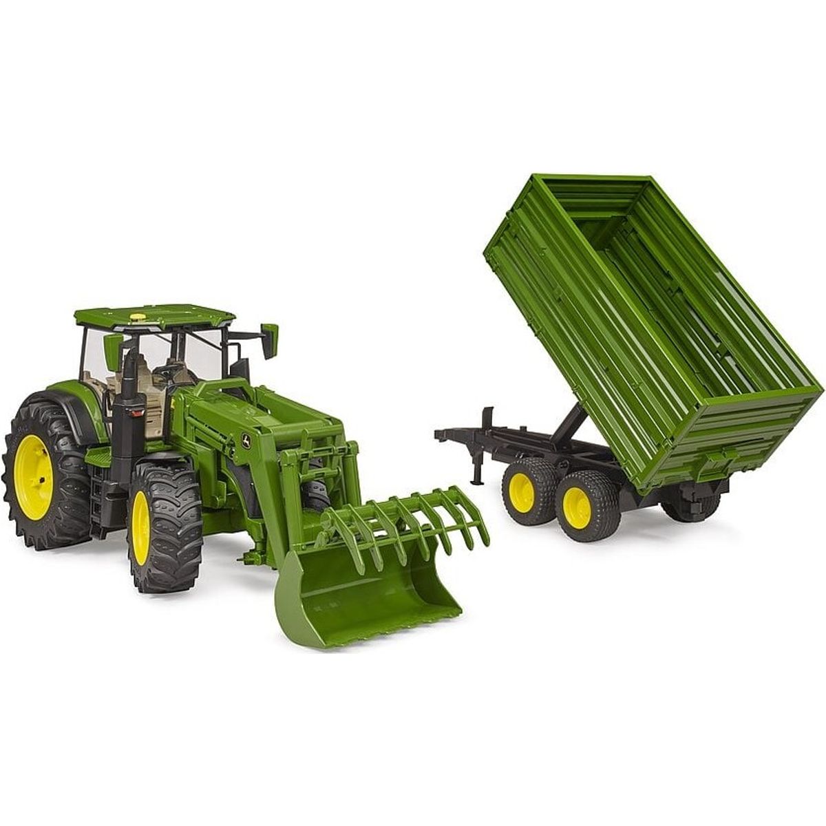 Bruder - Traktor John Deere 7r 350 Med Frontlæsser Og Vogn