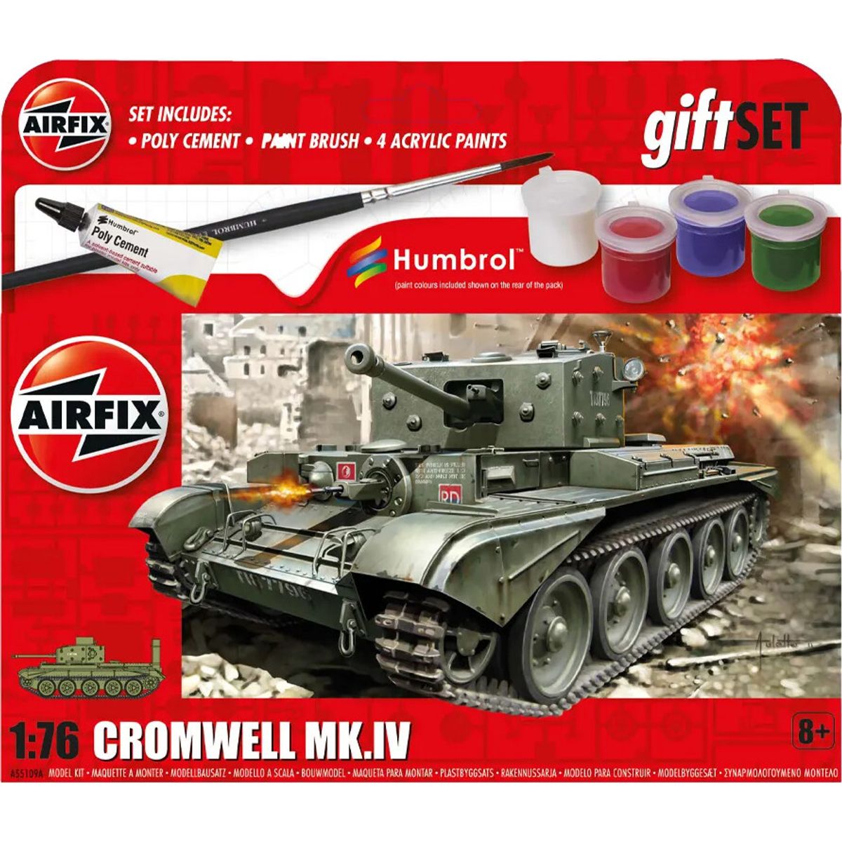 Airfix - Cromwell Mk.iv Model Tank Byggesæt Inkl. Maling - 1:76 - A55109a