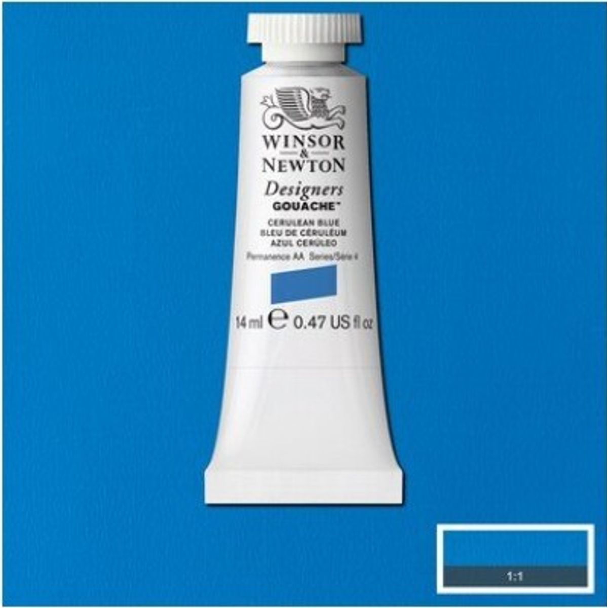 Winsor & Newton - Akvarelfarve - Gouache - Cerulean Blue 14 Ml