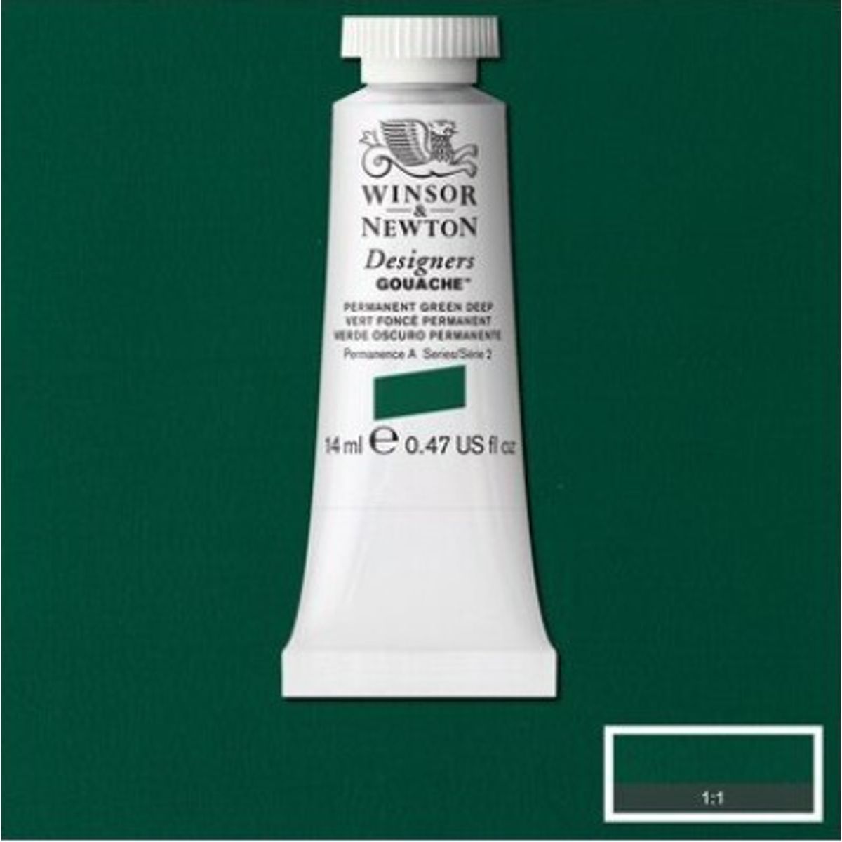 Winsor & Newton - Akvarelfarve - Gouache - Permanent Green Deep 14 Ml