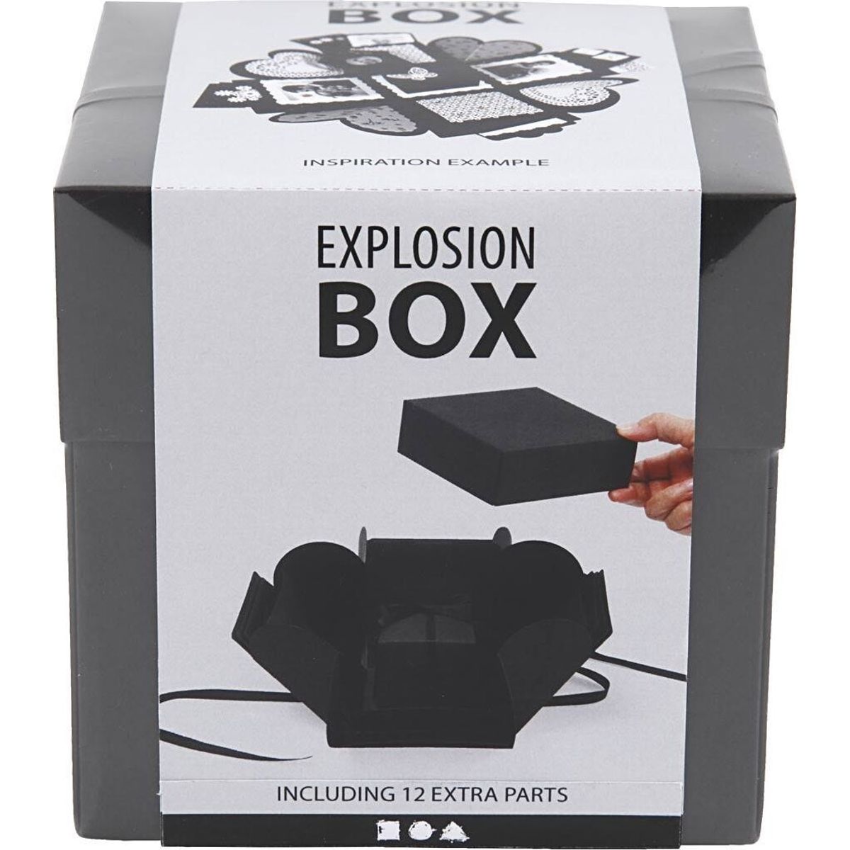 Explosion Box - Str. 7x7x7,5+12x12x12 Cm - Sort - 1 Stk.