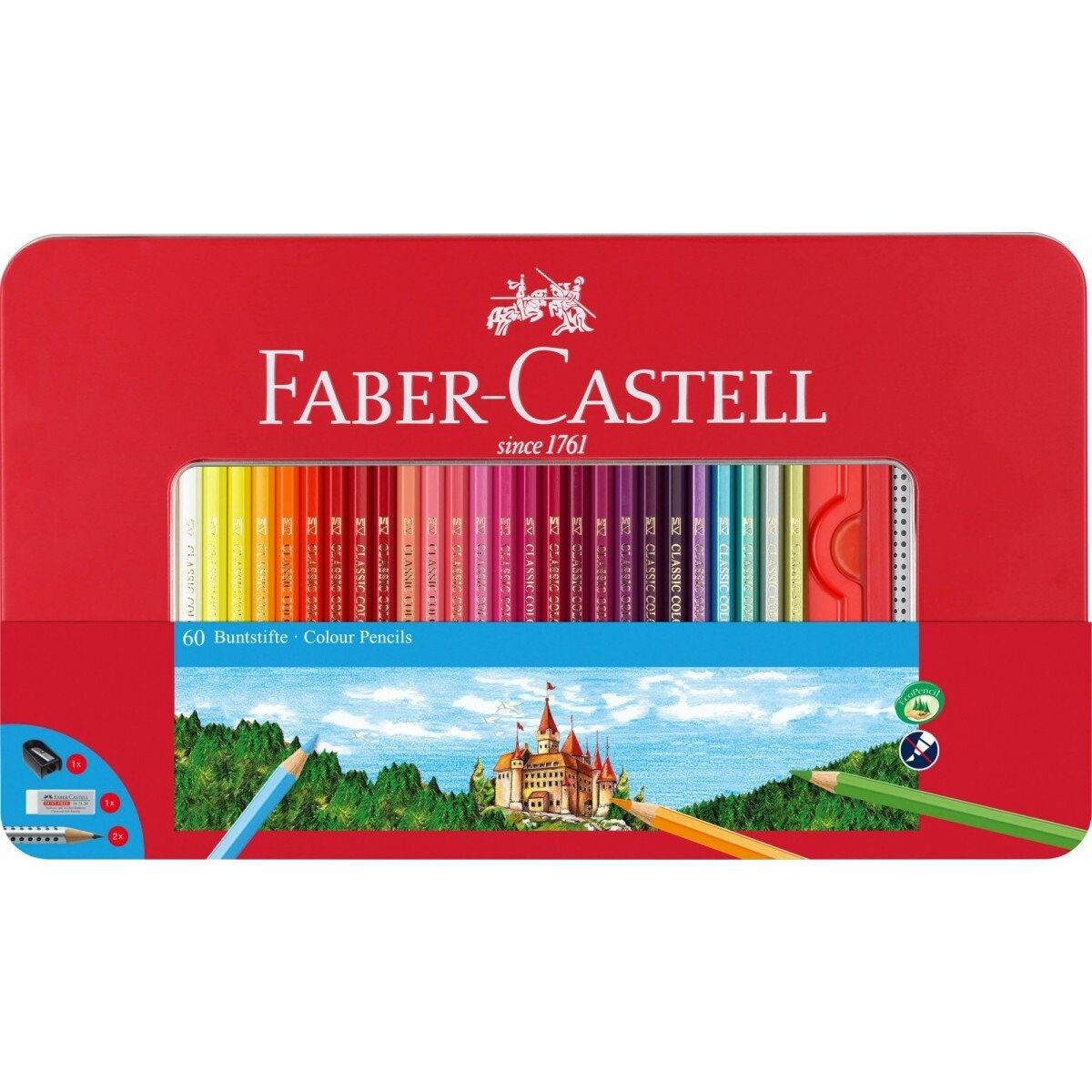 Faber-castell - Farveblyanter - 60 Stk I Metalæske