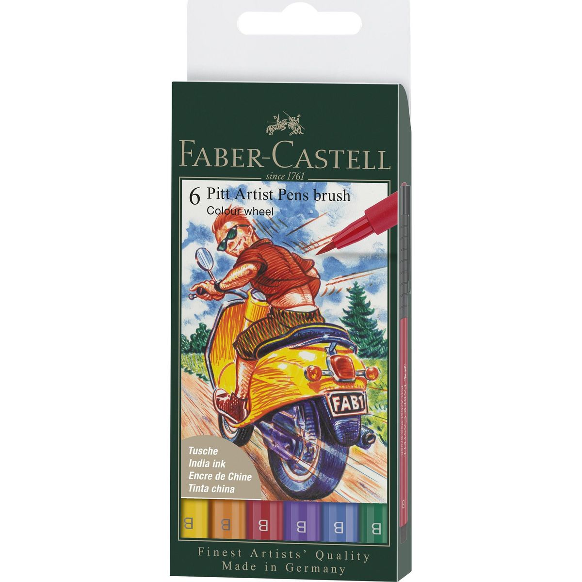 Faber-castell - Pitt Artist Pens Brush Tusser - Colour Wheel - 6 Stk