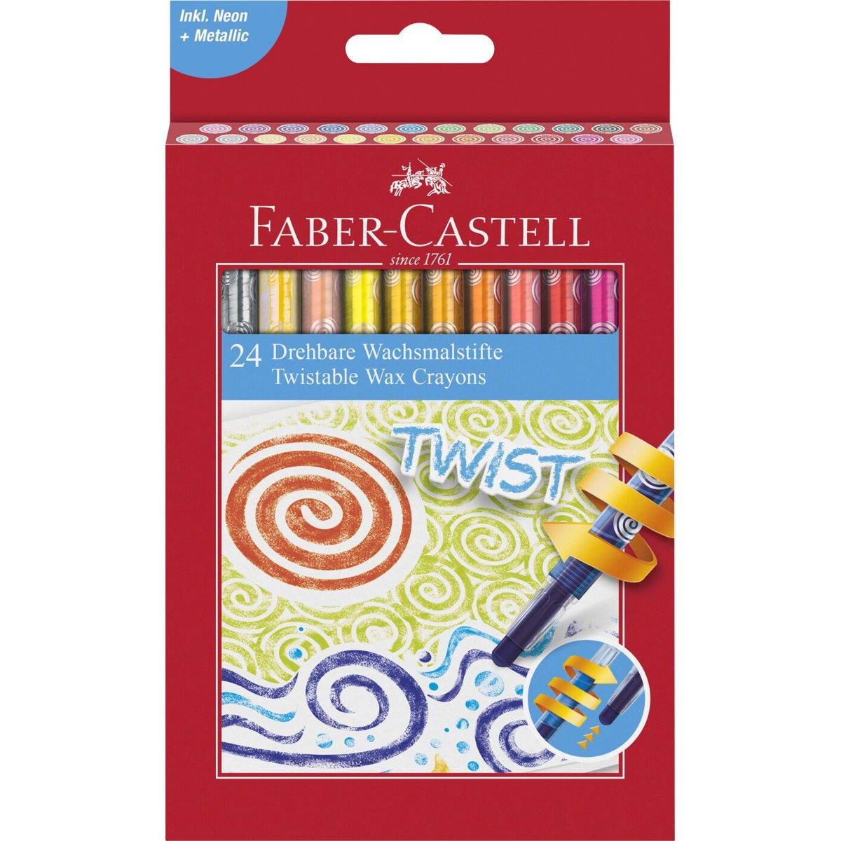 Faber-castell - Twistable Wax Crayons - Oliekridt - 24 Farver