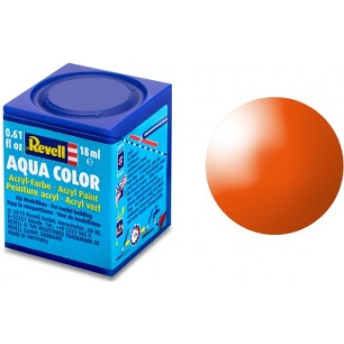 Revell - Maling - Aqua Color Gloss Orange Acrylic - Ral 2004 - 18 Ml - 36130