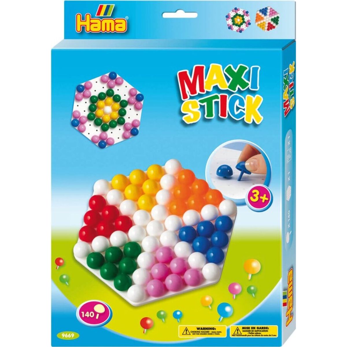 Hama Maxi Stick - Hexagonal Plade Med 140 Stifter - 9669