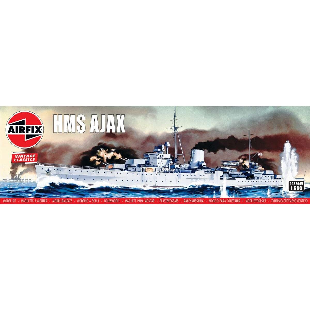 Airfix - Hms Ajax Modelskib Byggesæt - 1:600 - A03204v