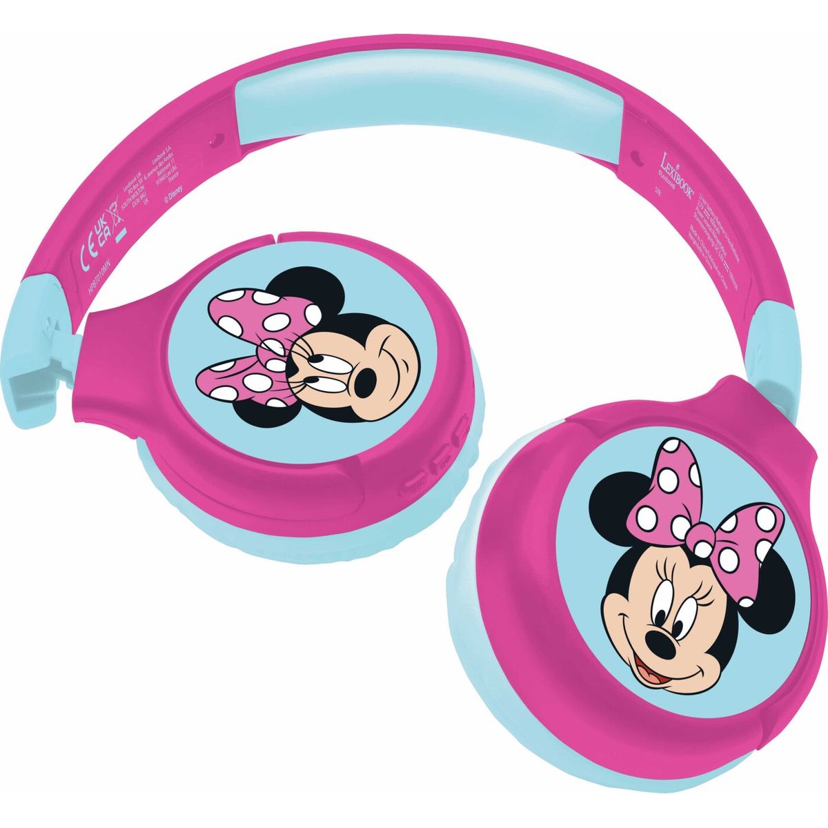 Disney - Trådløse Høretelefoner Til Børn - Minnie Mouse - 2 I 1 Foldbare Hovedtelefoner