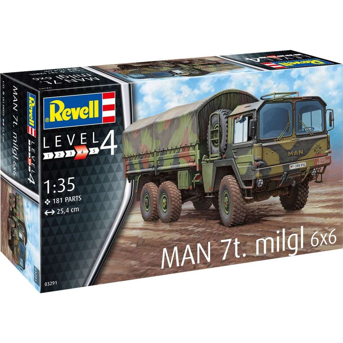 Revell - Man 7t Milgl 6x6 Lastbil Byggesæt - 1:35 - Level 4 - 03291