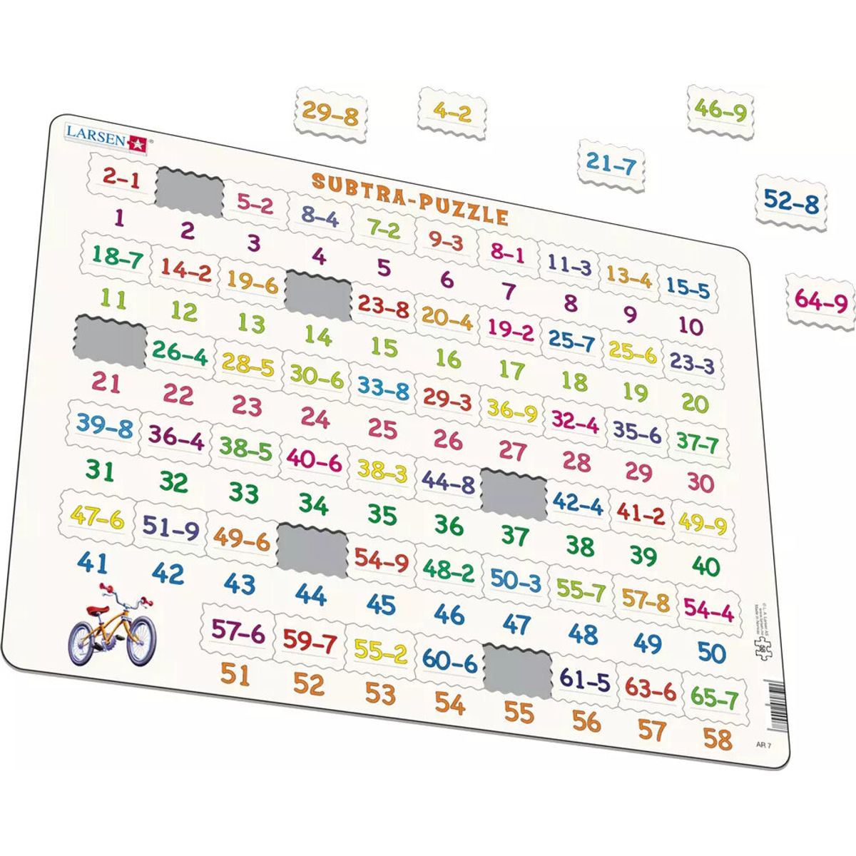 Larsen Puslespil - Subtraktion - Matematik - Maxi - 58 Brikker