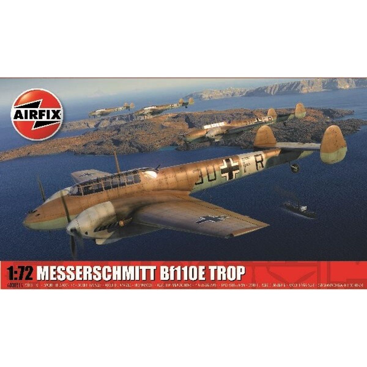 Airfix - Messerschmitt Bf110e E-2 Trop Modelfly Byggesæt - 1:72 - A03081a