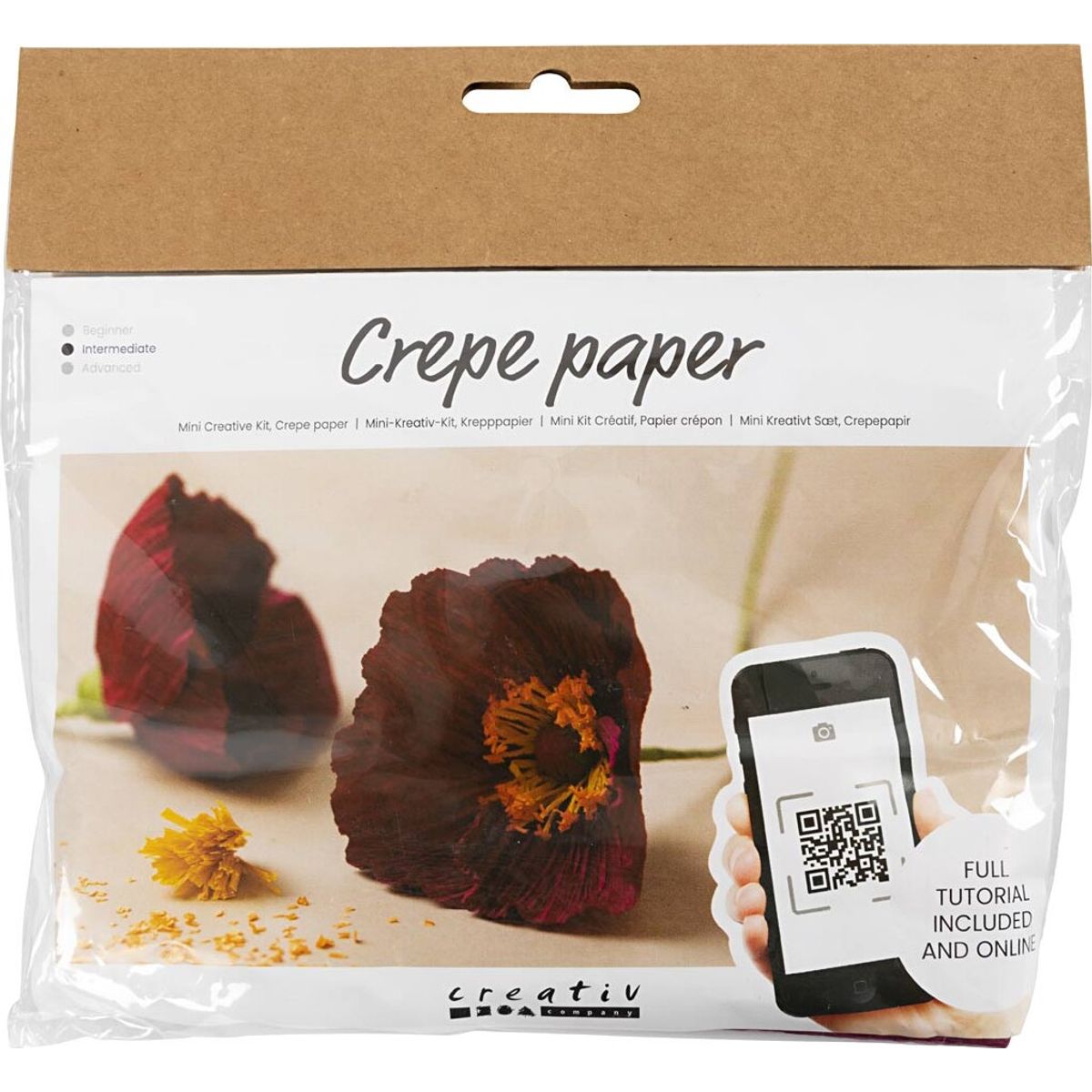 Mini Diy Kit Crepepapir - Valmuer - Stræk/crepe 180% - 105 G