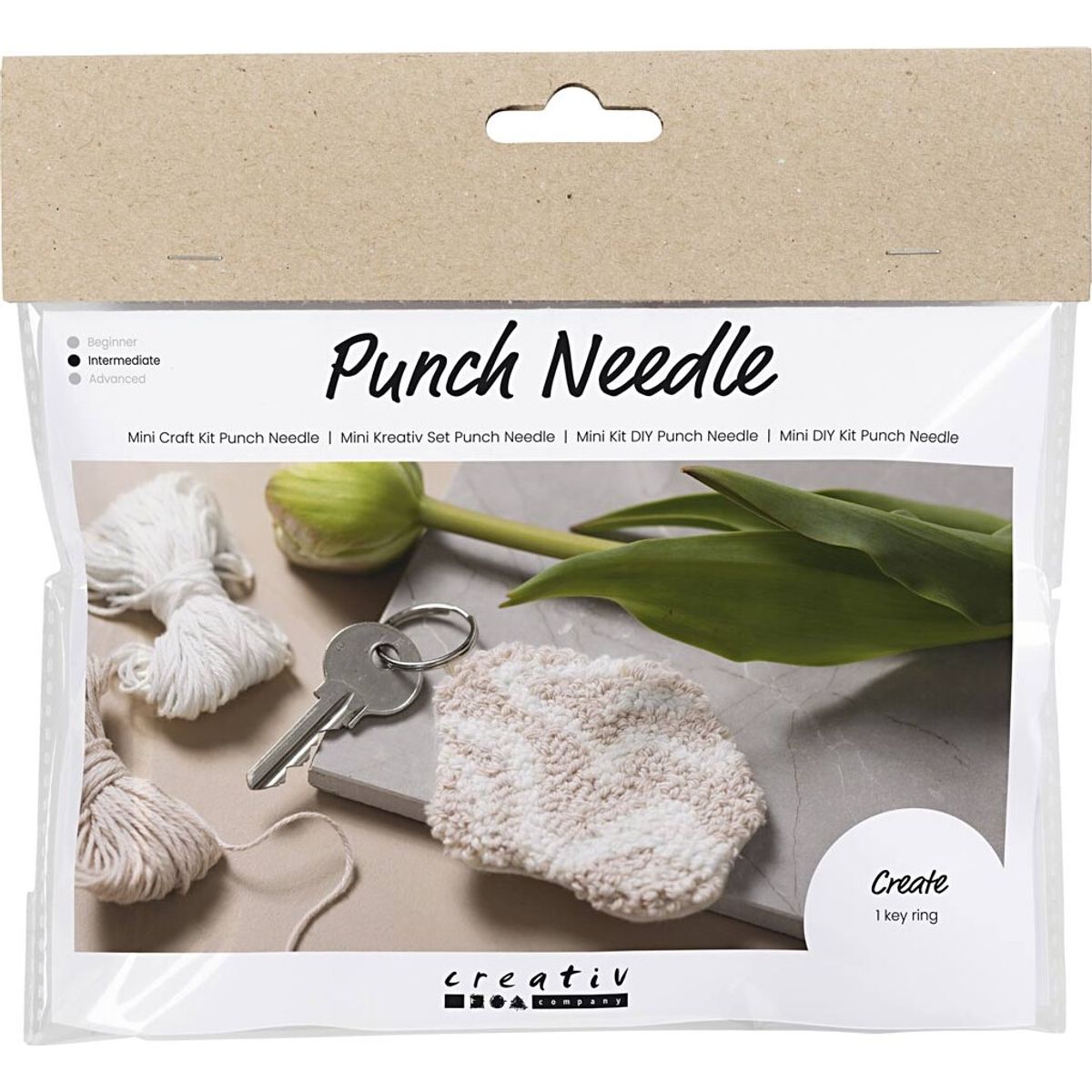 Mini Diy Kit Punch Needle - Nøglevedhæng - Beige