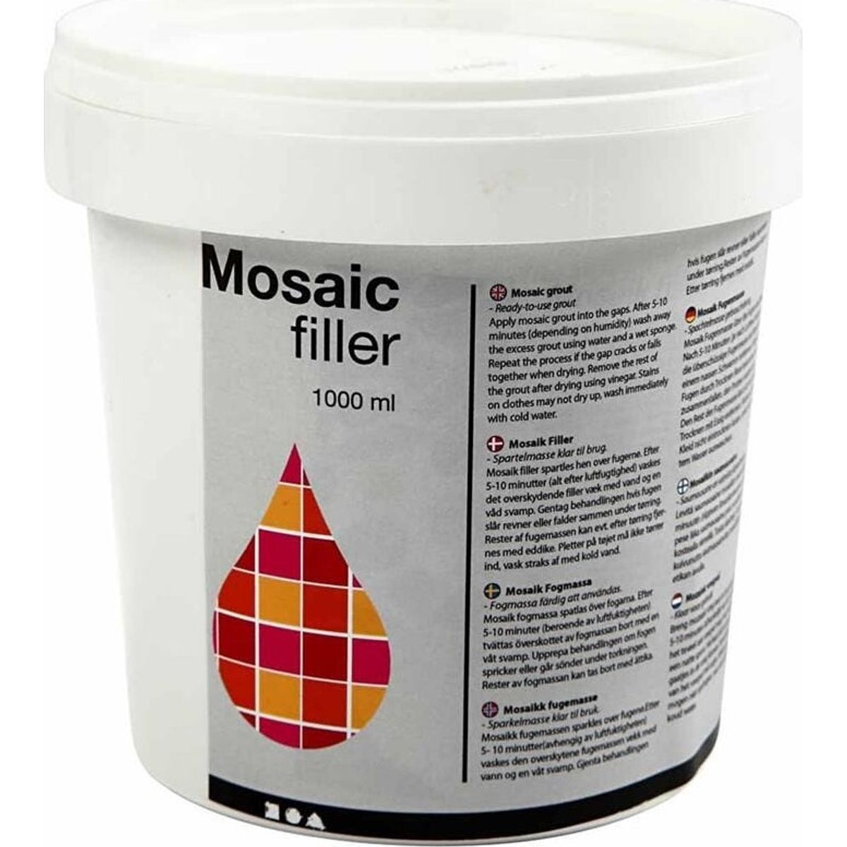 Mosaikfiller - Hvid - 1000 Ml/ 1 Spand