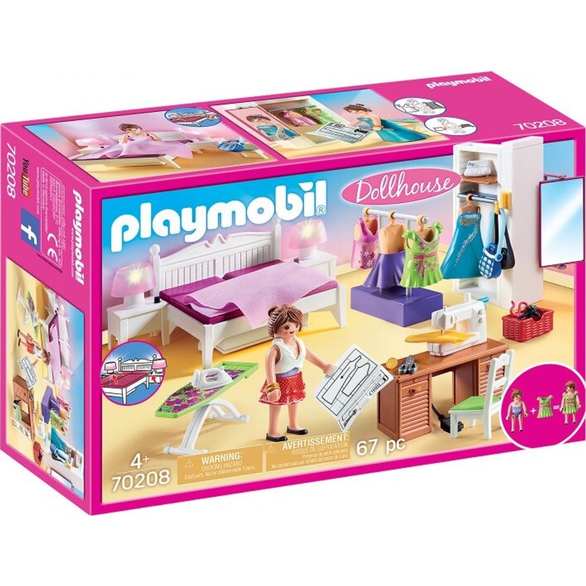 Playmobil Dollhouse - Soveværelse Med Syhjørne - 70208