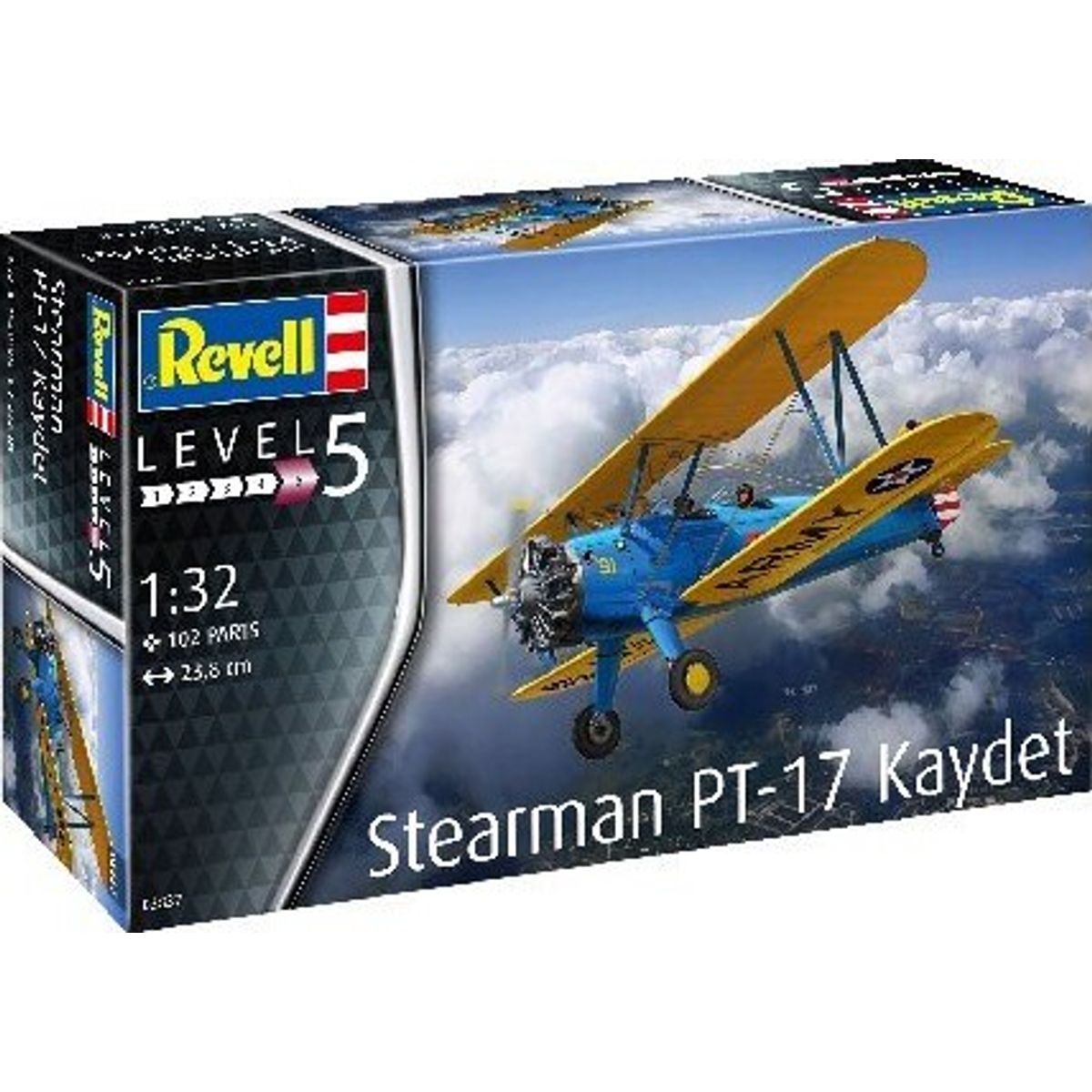 Revell - Stearman Pt-17 Kaydet Modelfly Byggesæt - 1:32 - Level 5 - 03837