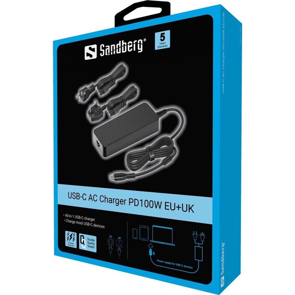 Sandberg - Usb-c Ac Oplader Pd100w Eu+uk