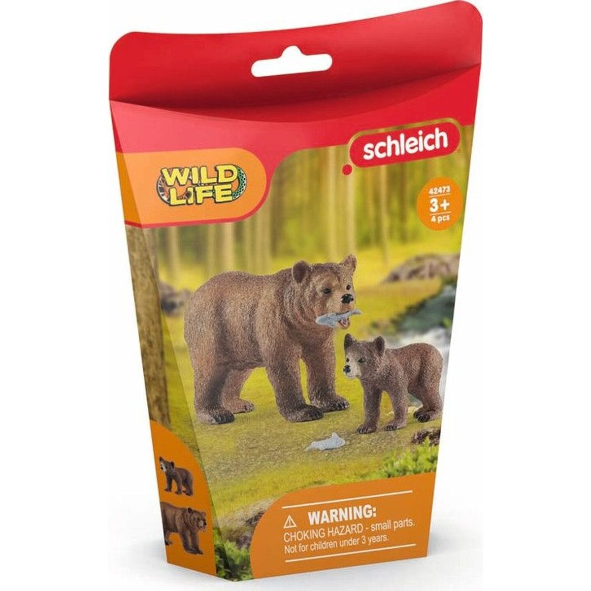 Schleich - Wild Life - Brun Bjørnemor Med Unger - 42473