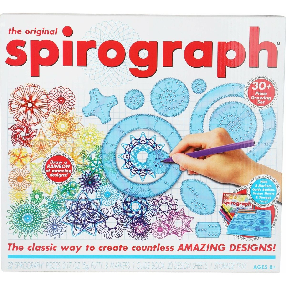 Spirograph Sæt - Spiral Tegnesæt Med Tusser - 30+ Dele