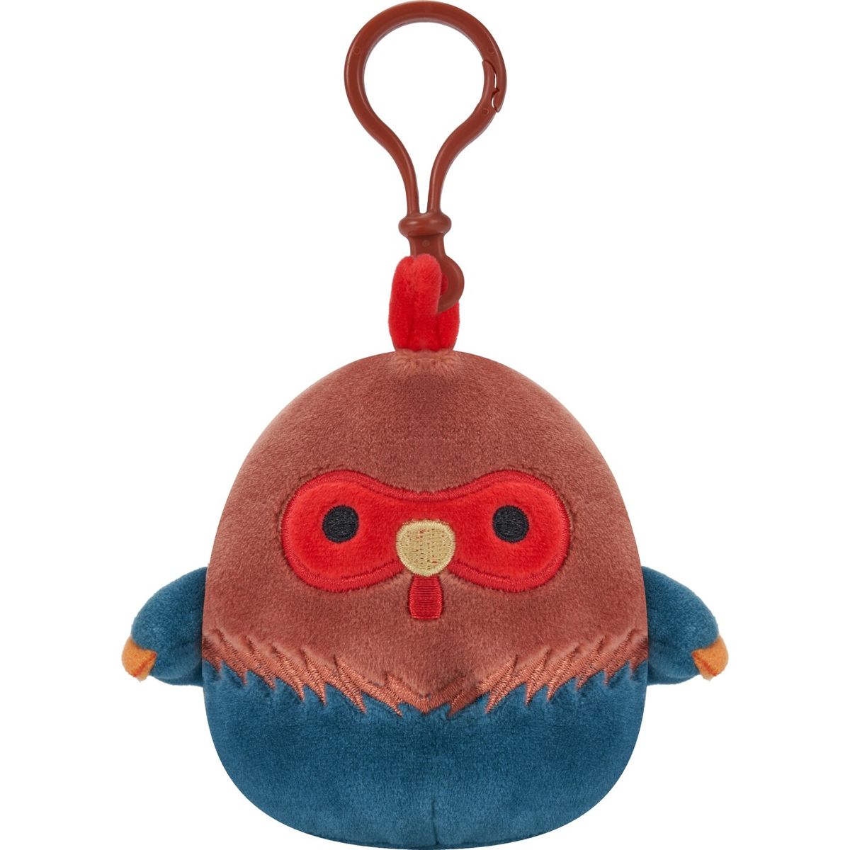 Squishmallows Bamse - Brown And Blue Rooster - Med Klips - 9 Cm