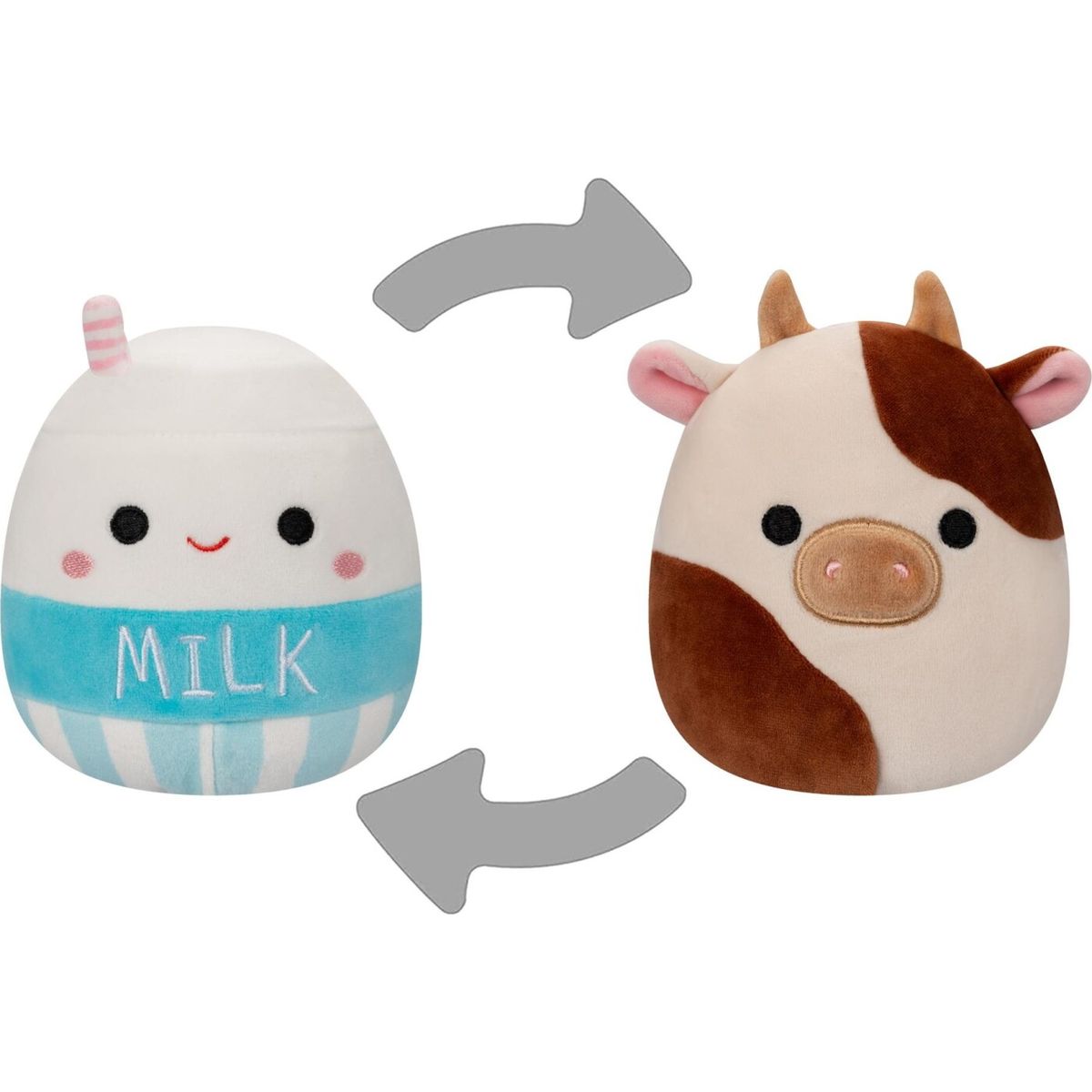 Squishmallows Bamse - Flip A Mallow - Ronnie Ko Og Melly Mælkekarton - 13 Cm