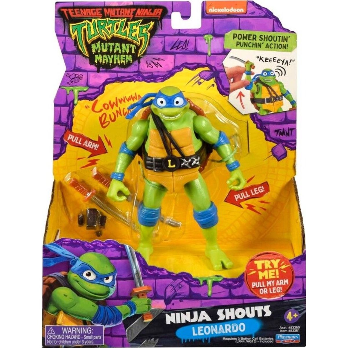 Ninja Turtles Figur - Leonardo Med Lyd - Mutant Mayhem - 14 Cm