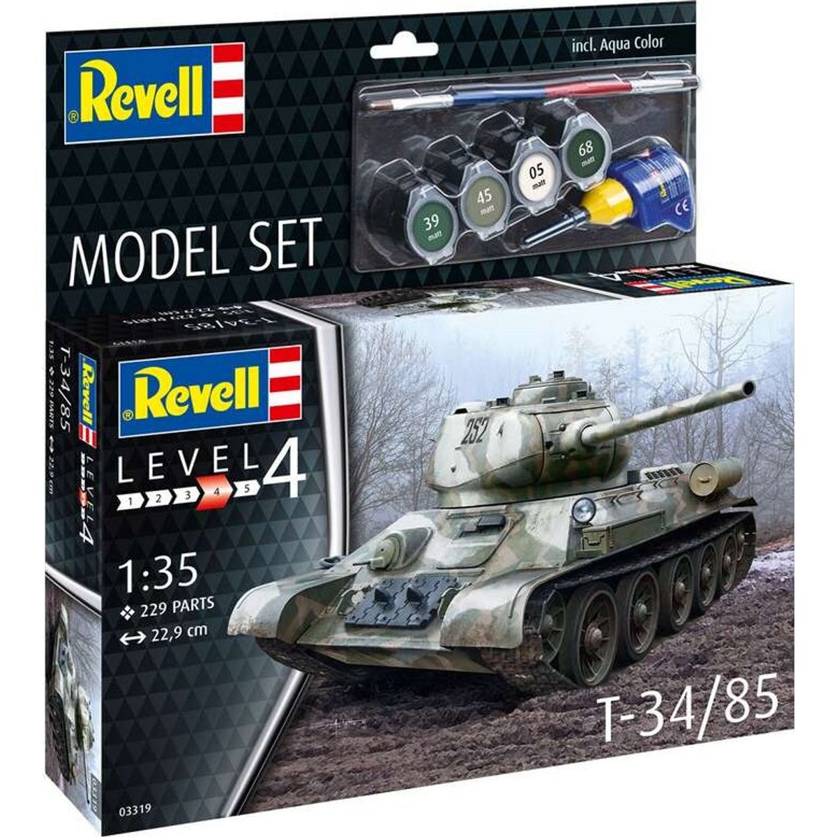 Revell - T-34 Tank Model Byggesæt - 1:35 - Level 4 - 03319