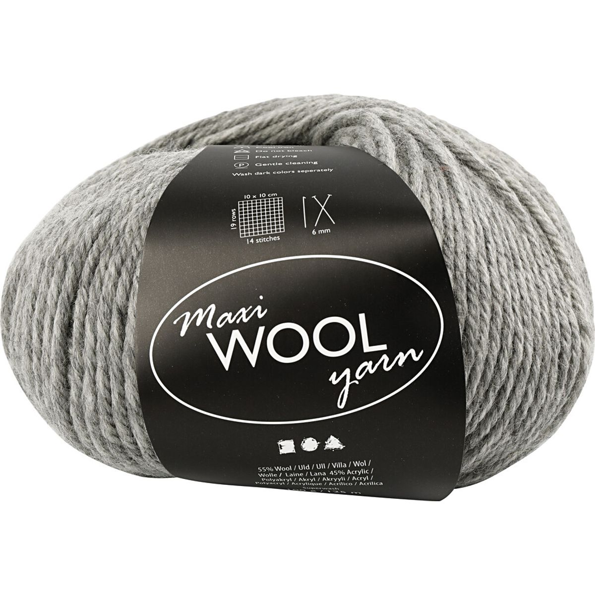 Uldgarn - Maxi Wool - L 125 M - Grå Melange - 100 G