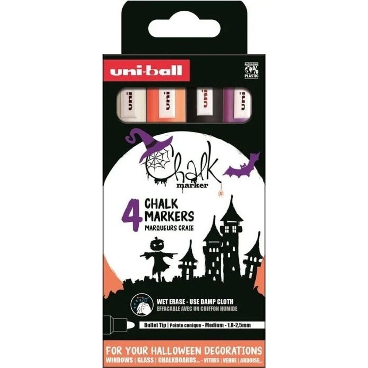 Uniball - Chalk Marker Kridttusser - 4 Stk - Halloween