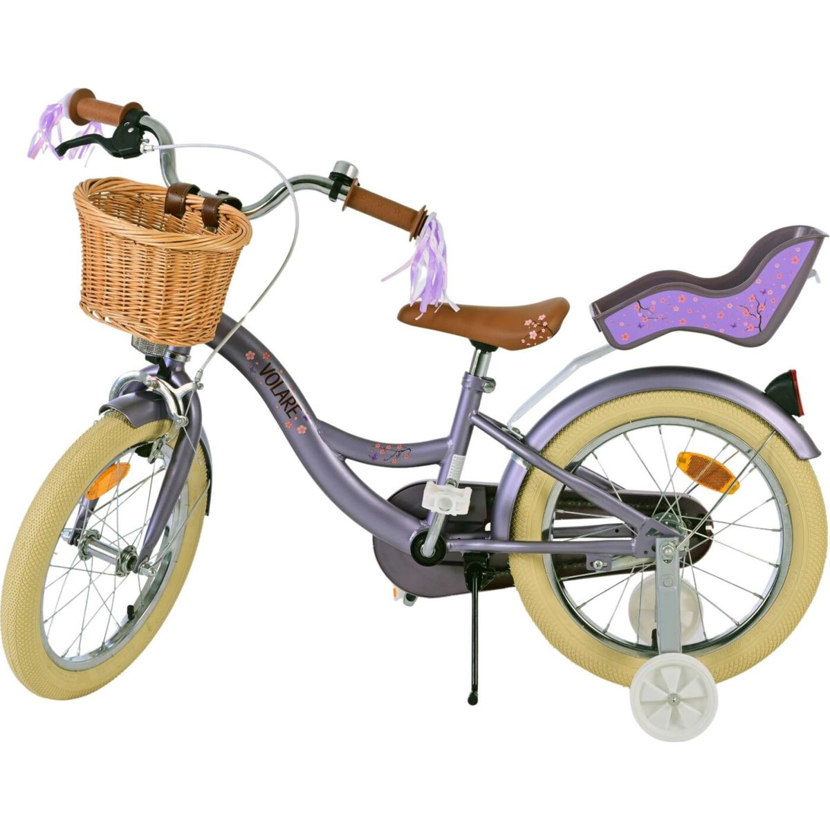 Volare - Børnecykel Med Støttehjul - 16'' Tommer - Blomstret Lilla