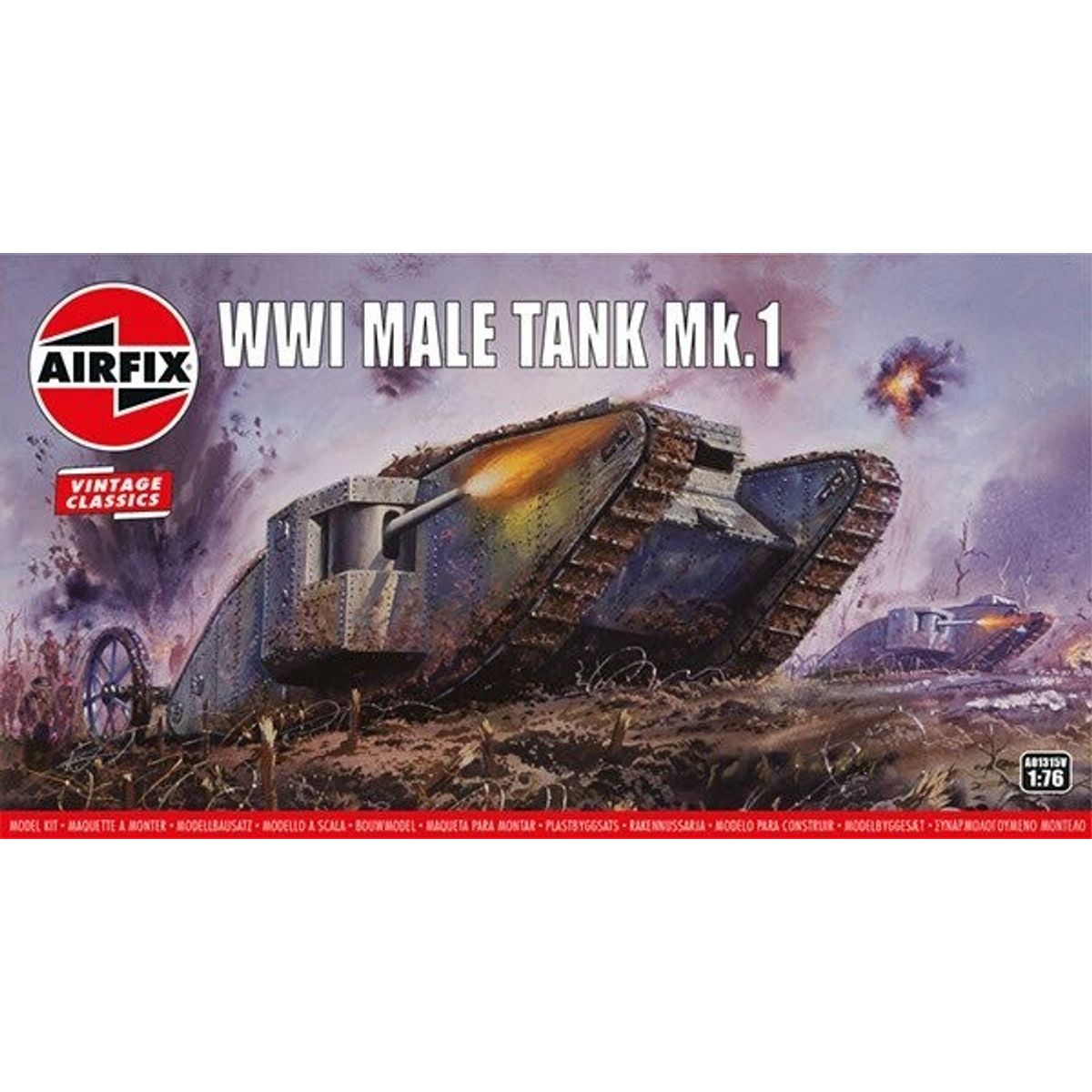 Airfix - Wwi Male Tank Byggesæt - Vintage Classics - 1:76 - A01315v